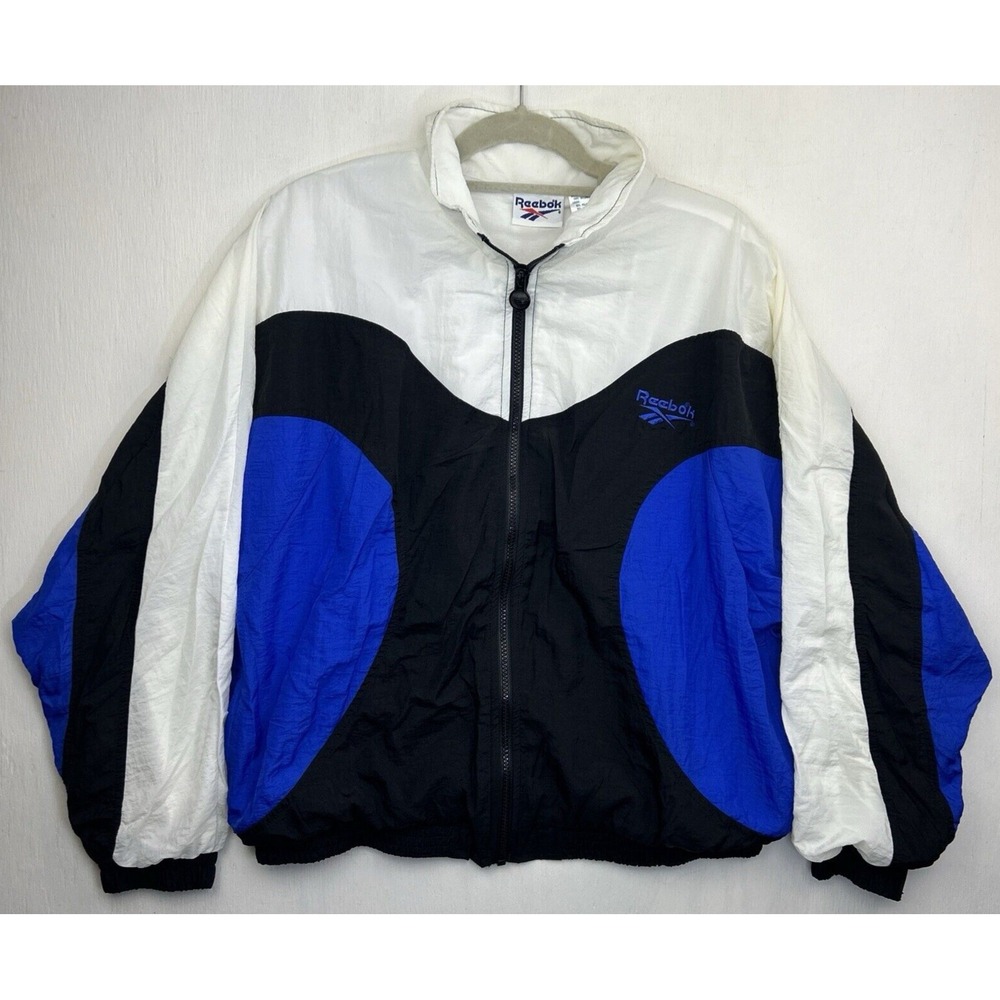90s Reebok Mens Large White‎ Blue Winterbreaker